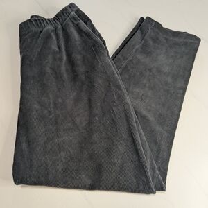 Lands End Gray Corduroy Pull On Pants Womens Petite M/P  Straight Leg